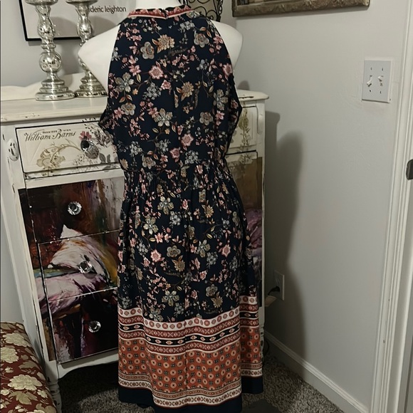 Vibrant Pink and Orange Halter Maxi Sundress - Picture 5 of 11